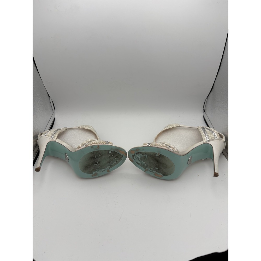 Blue by Betsey Johnson SB-GIGI Ivory Satin Pearl Rhinestone Heels Size 8.5 - Picture 5 of 6